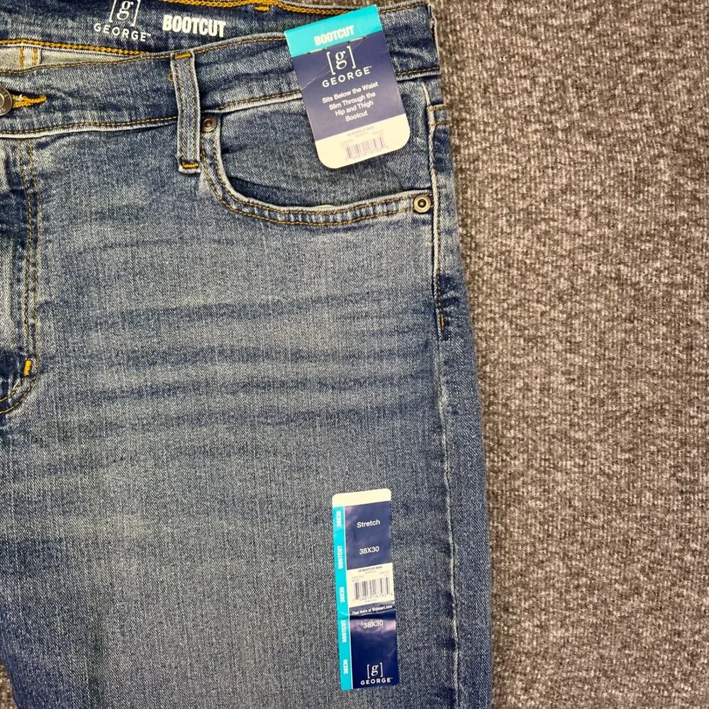 George Bootcut Jeans Mens 36x30 Medium Wash Stretch Casual Classic Denim GM0103